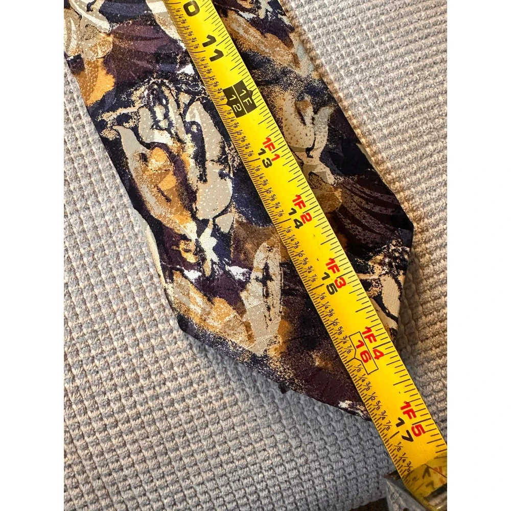 Robert Talbott Studio Nordstrom Tie Brown Gold Abstract Silk Extra Long XL‎ 63in